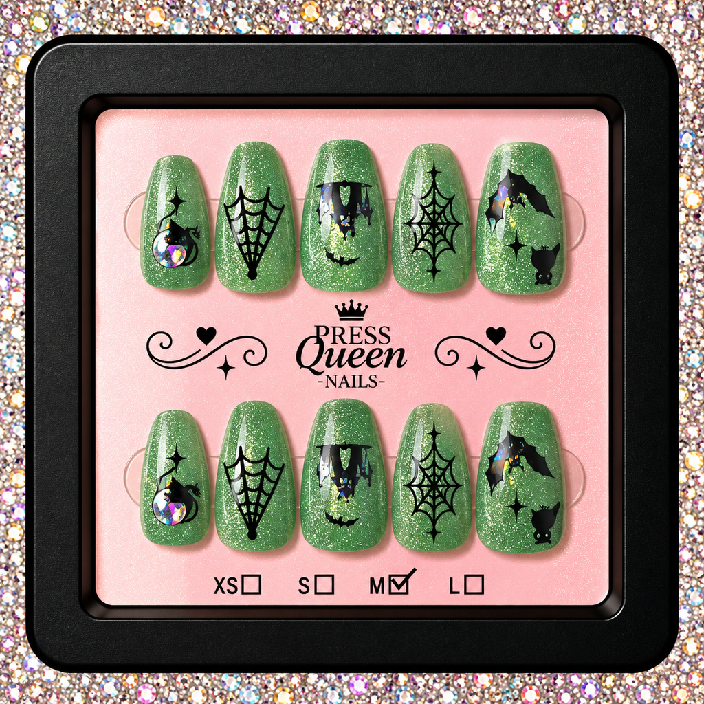 Wicked Green | Glitter Halloween Press-On Nails