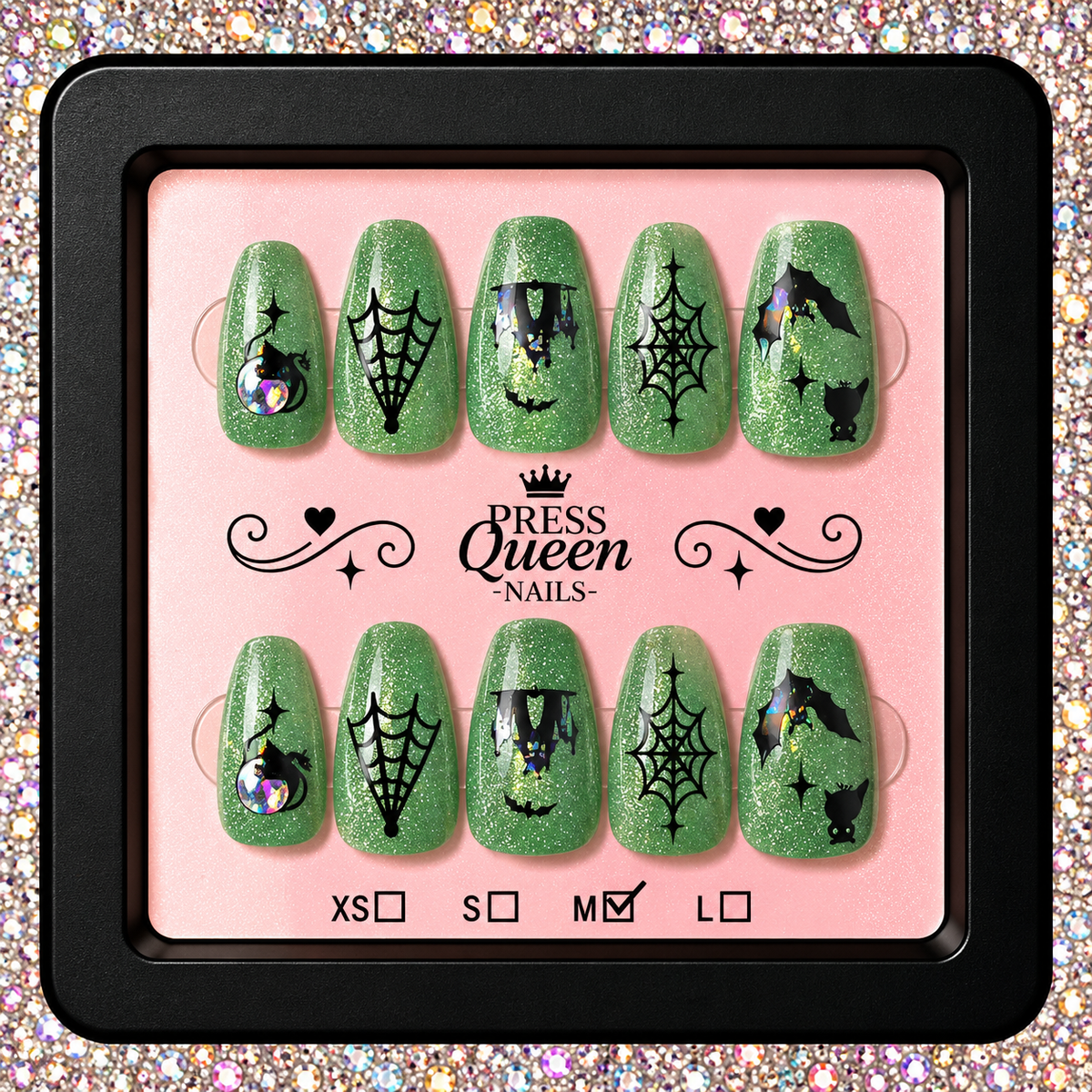 Wicked Green | Glitter Halloween Press-On Nails