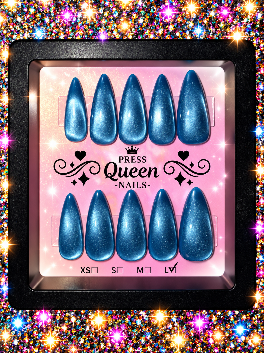 Midnight Sapphire | Metallic Blue Stiletto Press-On Nails