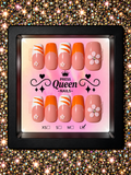 Orange Blossom | Orange French Tip Floral Press-On Nails