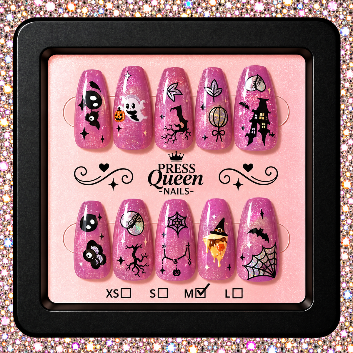 Witchy in Pink | Glitter Halloween Press-On Nails
