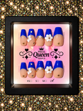 Royal Bloom | Royal Blue French Tip Floral Press-On Nails