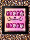 Royal Orchid | Magenta Shimmer Floral Press-On Nails