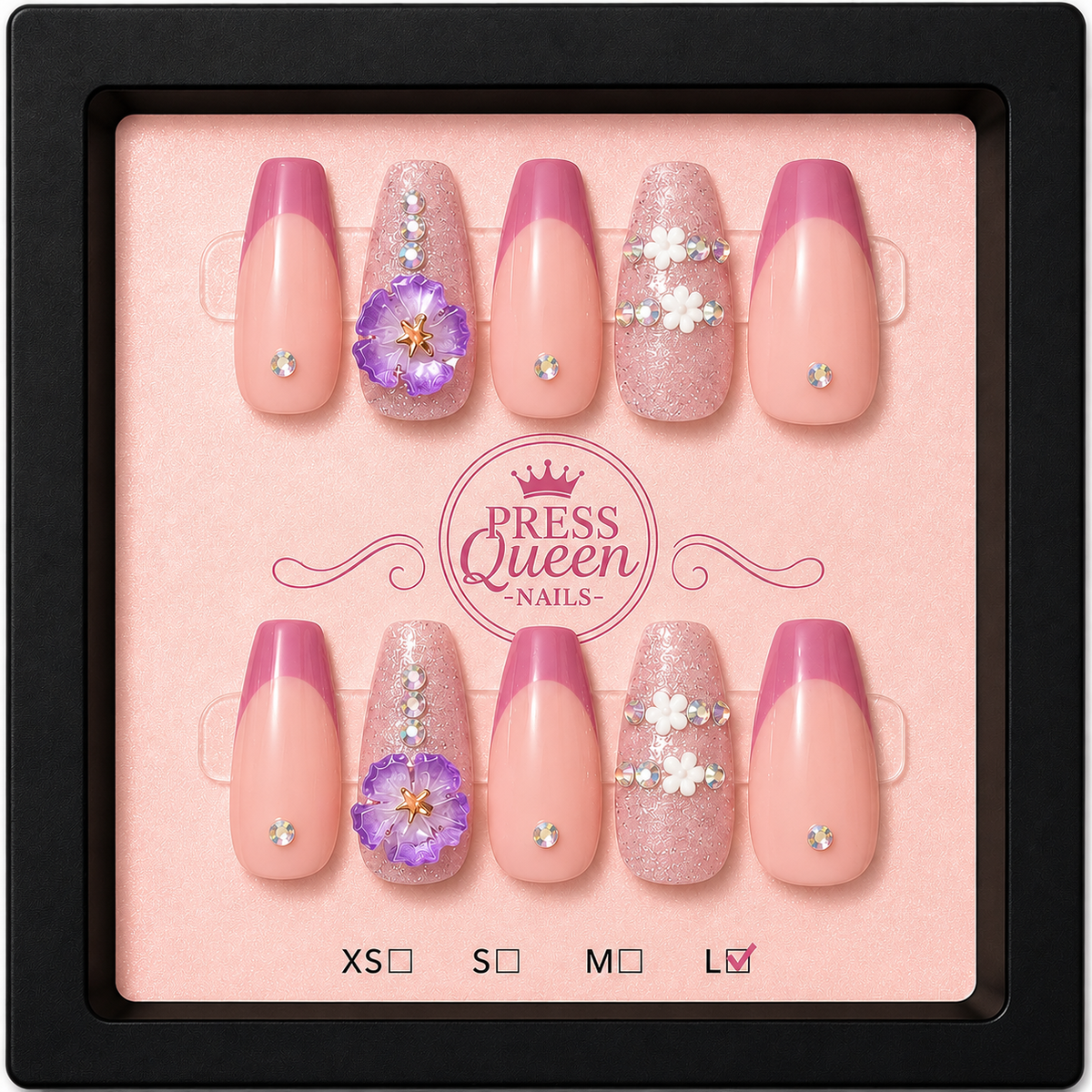 Lavender Blush | Pink French Floral Press-On Nails