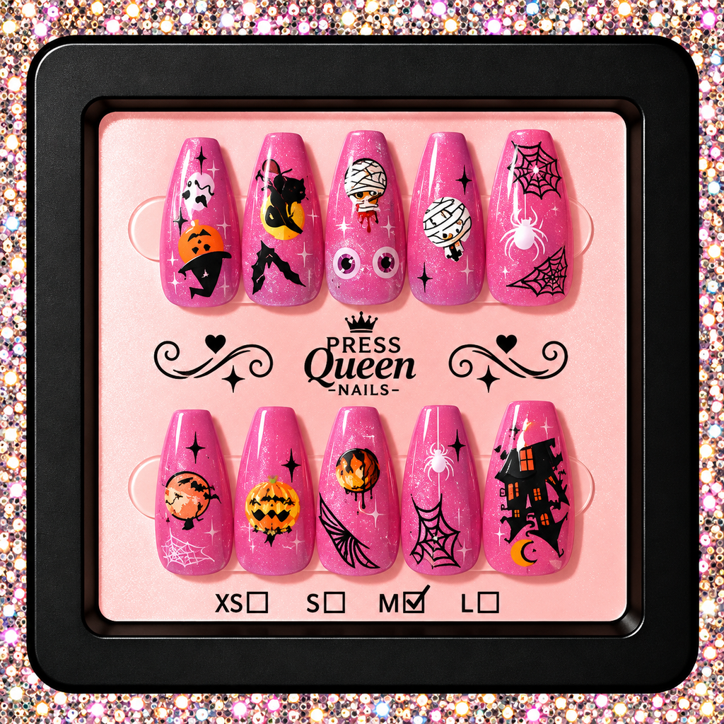 Pink Boo-tique | Hot Pink Glitter Halloween Press-On Nails