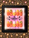 Sunset Queen | Orange & Yellow 3D Floral Press-On Nails