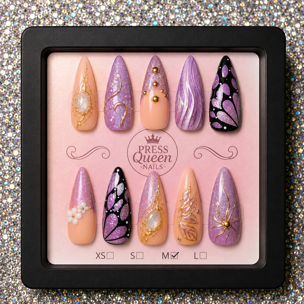 Royal Butterfly | Purple & Gold Luxury Press-On Nails