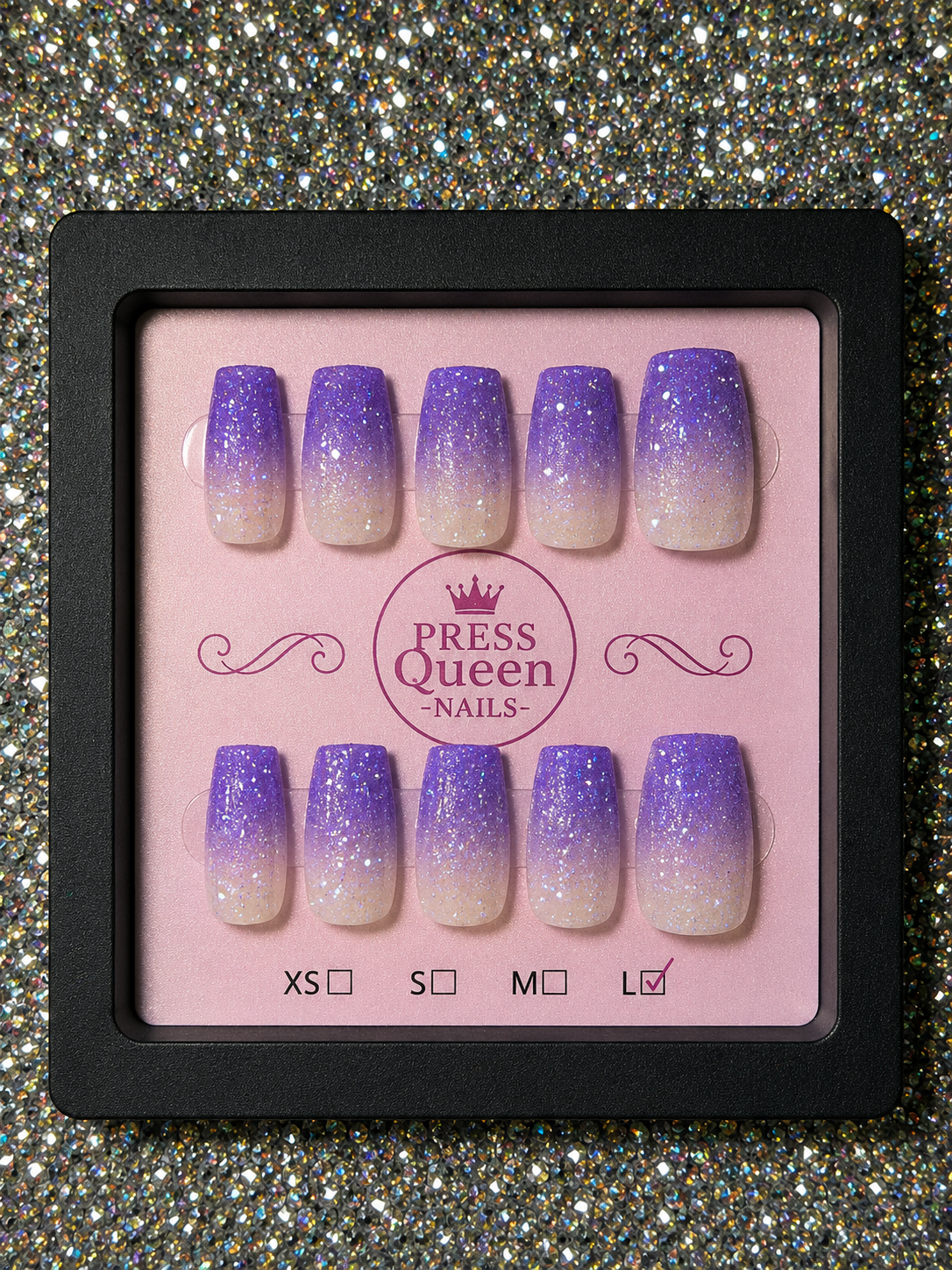 Purple Stardust | Glitter Ombré Press-On Nails