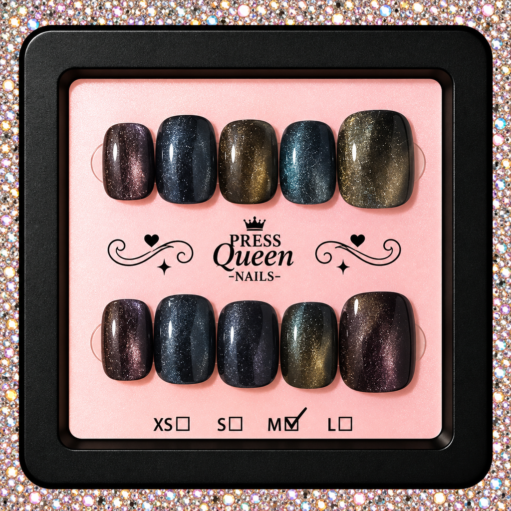 Midnight Galaxy | Shimmer Cat-Eye Press-On Nails