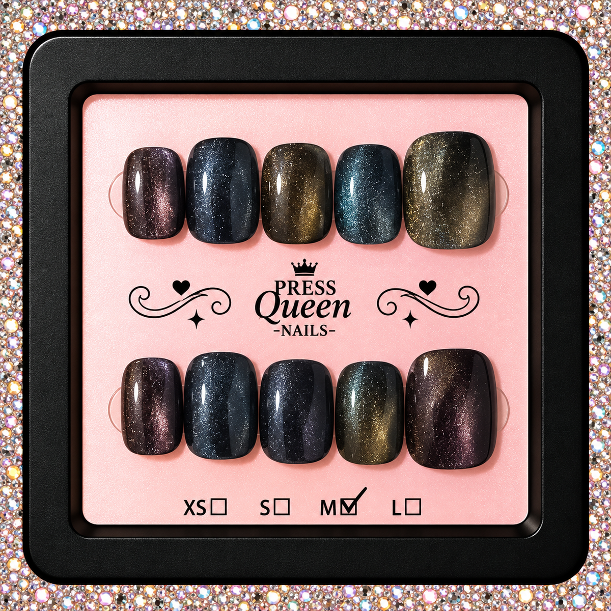 Midnight Galaxy | Shimmer Cat-Eye Press-On Nails
