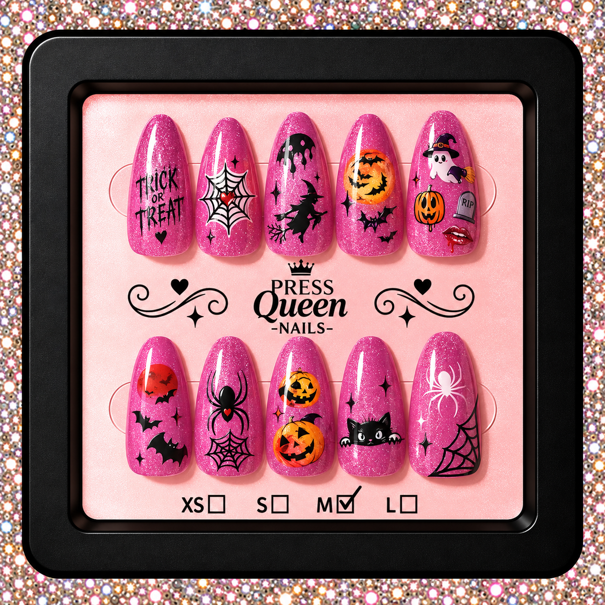 Pretty Wicked | Pink Glitter Halloween Press-On Nails