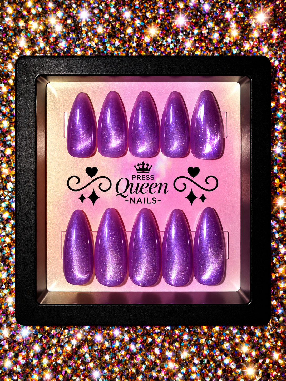 Purple Reign | Shimmer Purple Almond Press-On Nails
