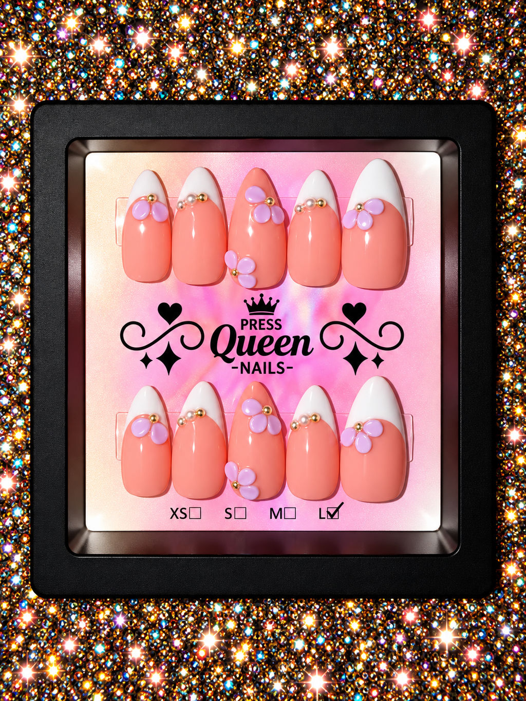 Peach Blossom | Floral French Tip Press-On Nails