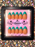 Emerald French | Nude & Green Almond Press-On Nails