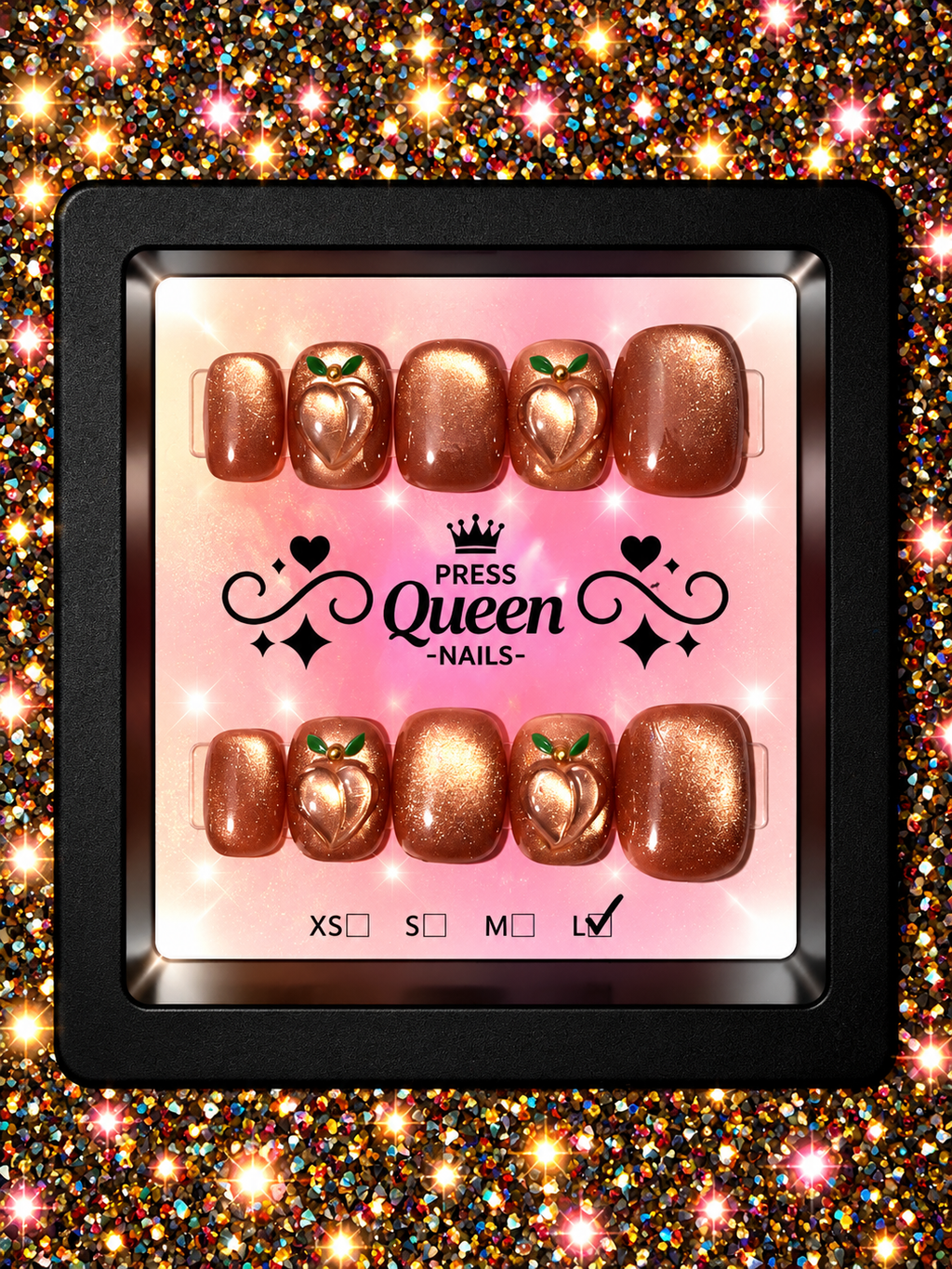 Peach Please | Bronze Shimmer Peach Charm Short Press-On Nails