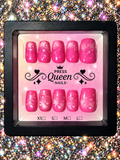 Pink Champagne Bubbles | Hot Pink 3D Press-On Nails