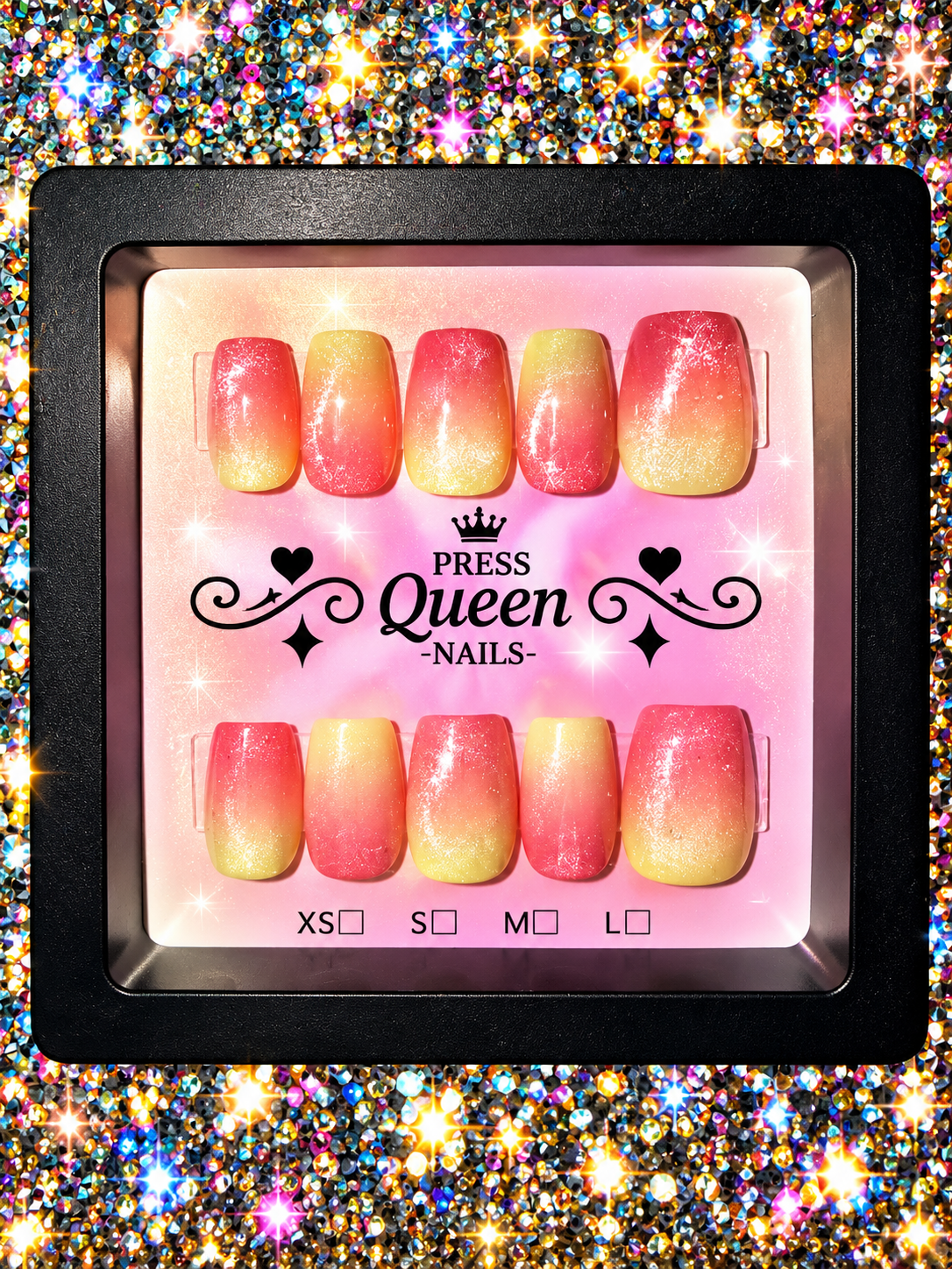 Sunset Glow | Coral & Golden Yellow Ombré Press-On Nails