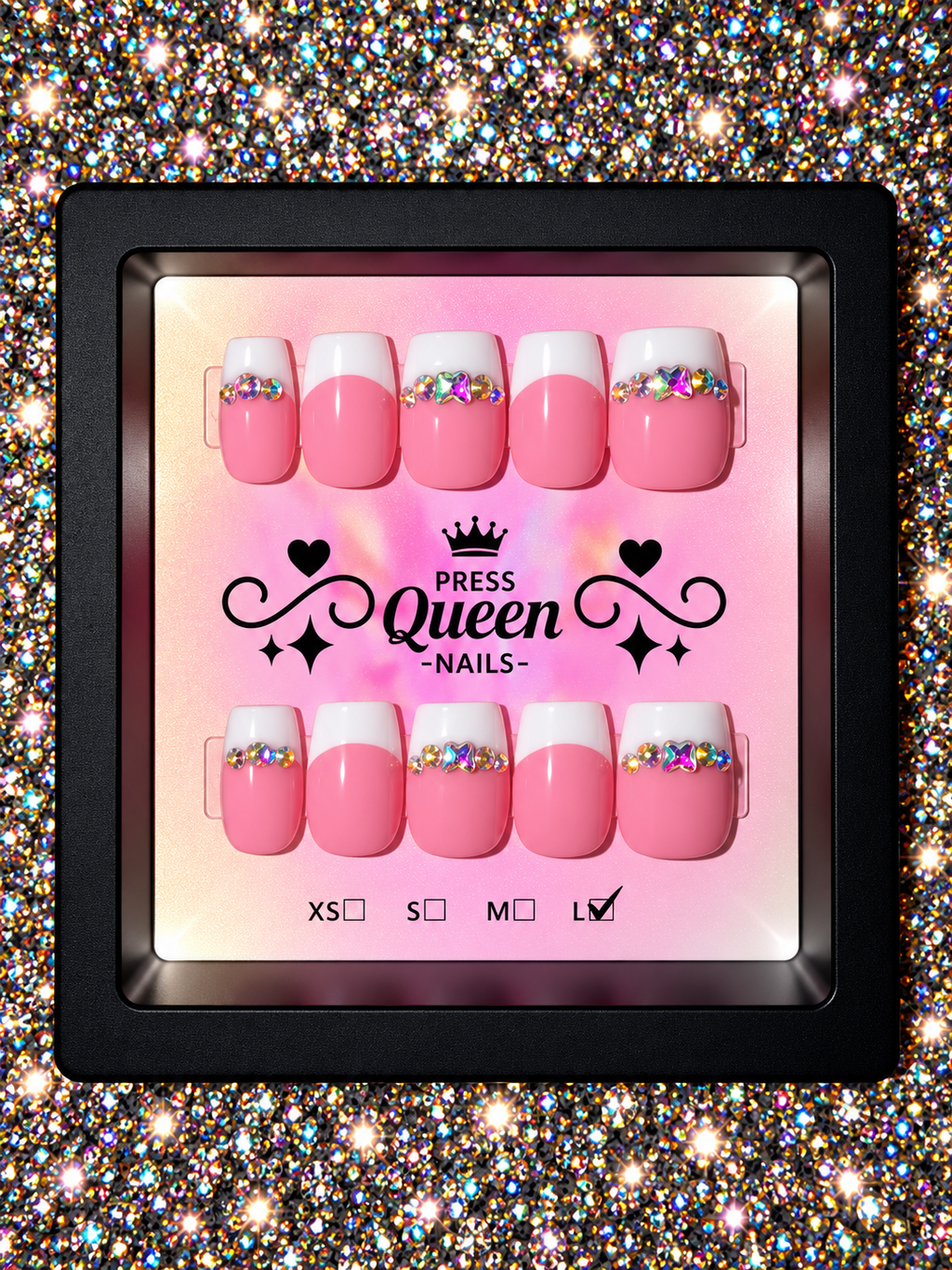 Pretty in Pearls | Pink French Rhinestone Press-On Nails