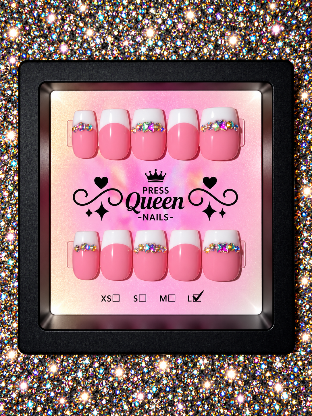 Pretty in Pearls | Pink French Rhinestone Press-On Nails