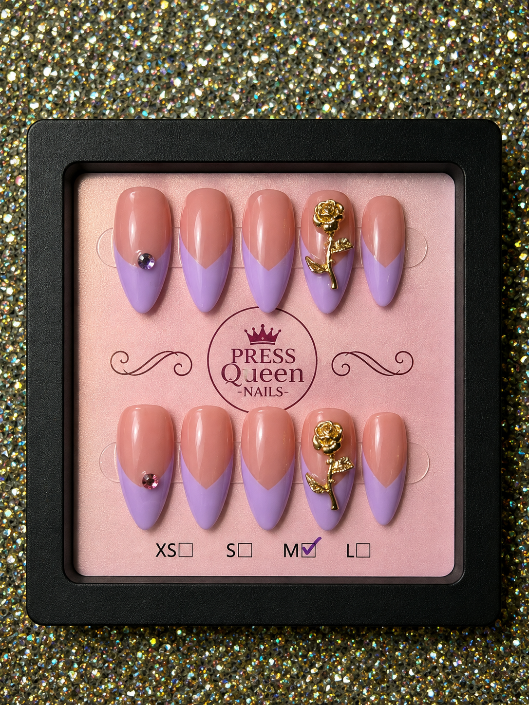 Lavender Love | Gold Rose French Tip Press-On Nails