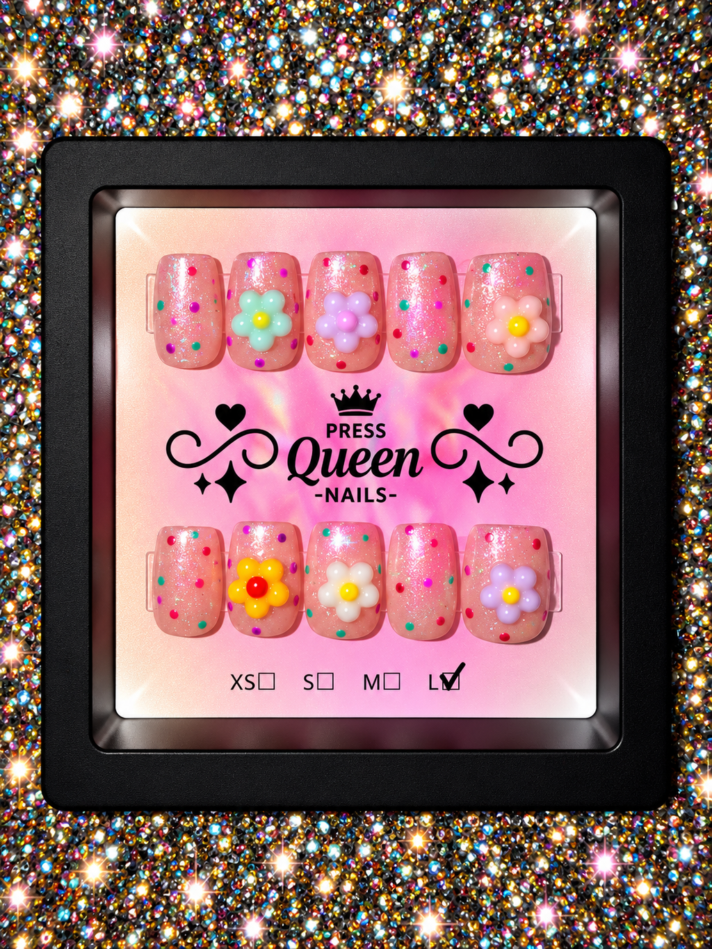 Confetti Garden | Colorful 3D Flower Press-On Nails