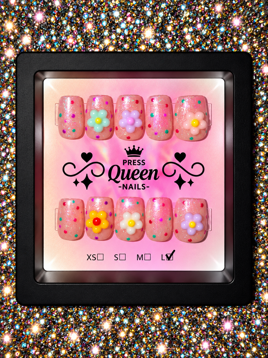 Confetti Garden | Colorful 3D Flower Press-On Nails