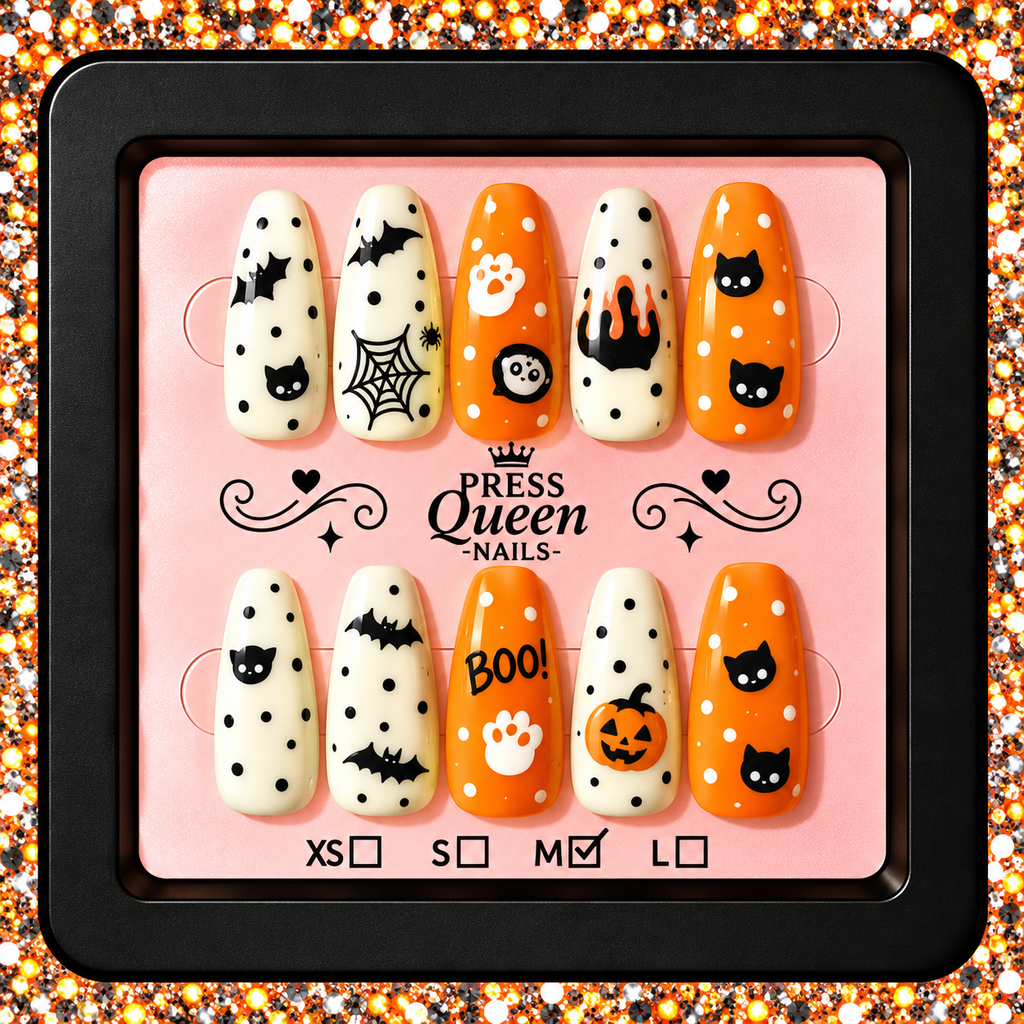 Boo Crew | Orange & Cream Halloween Press-On Nails