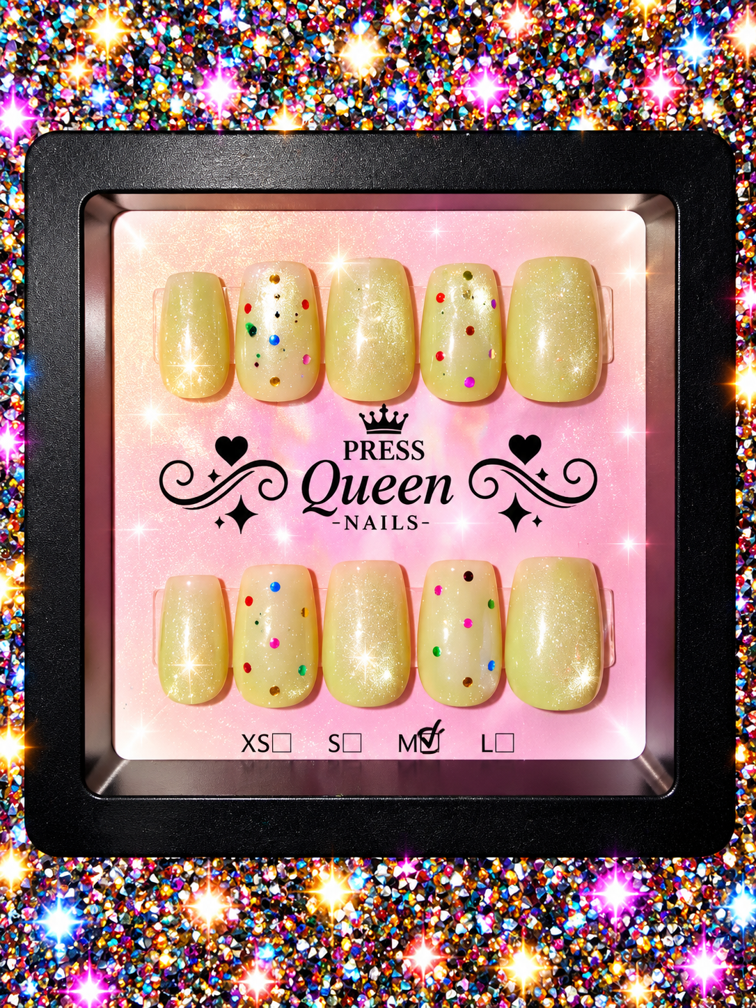 Confetti Lemon Drop | Yellow Shimmer Confetti Press-On Nails