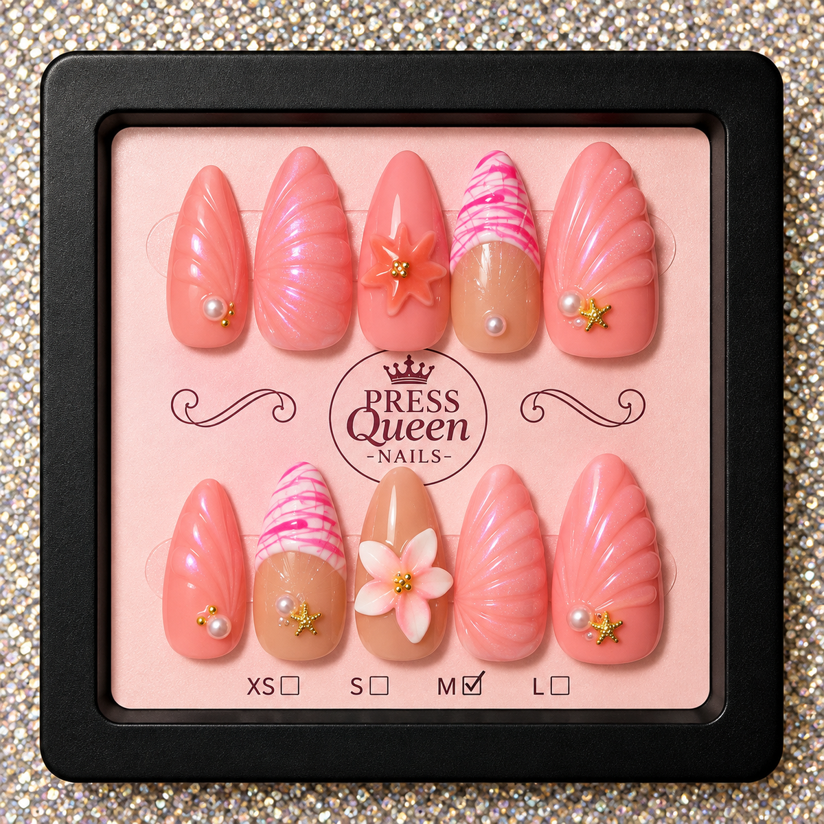 Coral Seashell Dream | 3D Coastal Press-On Nails
