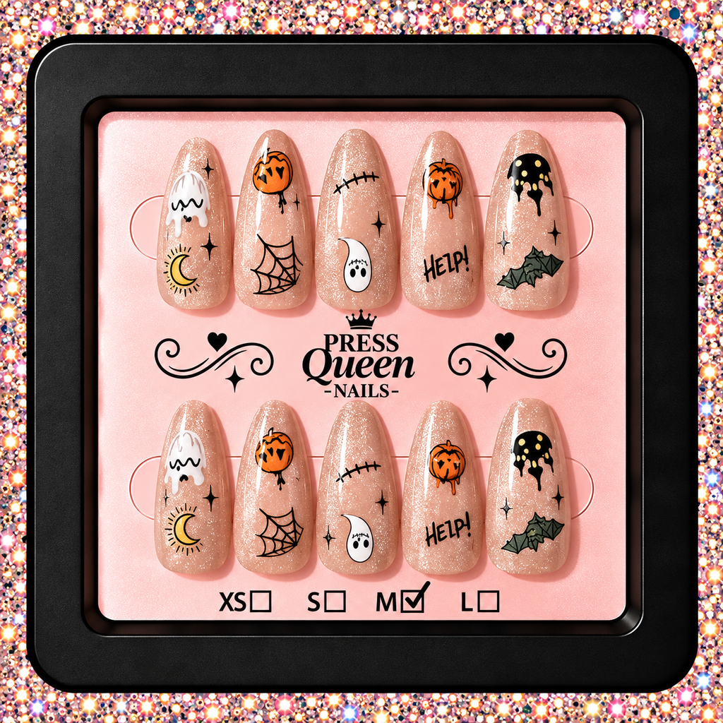 Nude Nightmares | Nude Glitter Halloween Press-On Nails