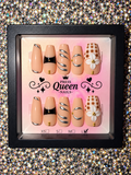 Mocha Muse | Nude, Black & Silver Floral Press-On Nails