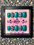 Teal Temptation | Teal & Silver Leopard Press-On Nails