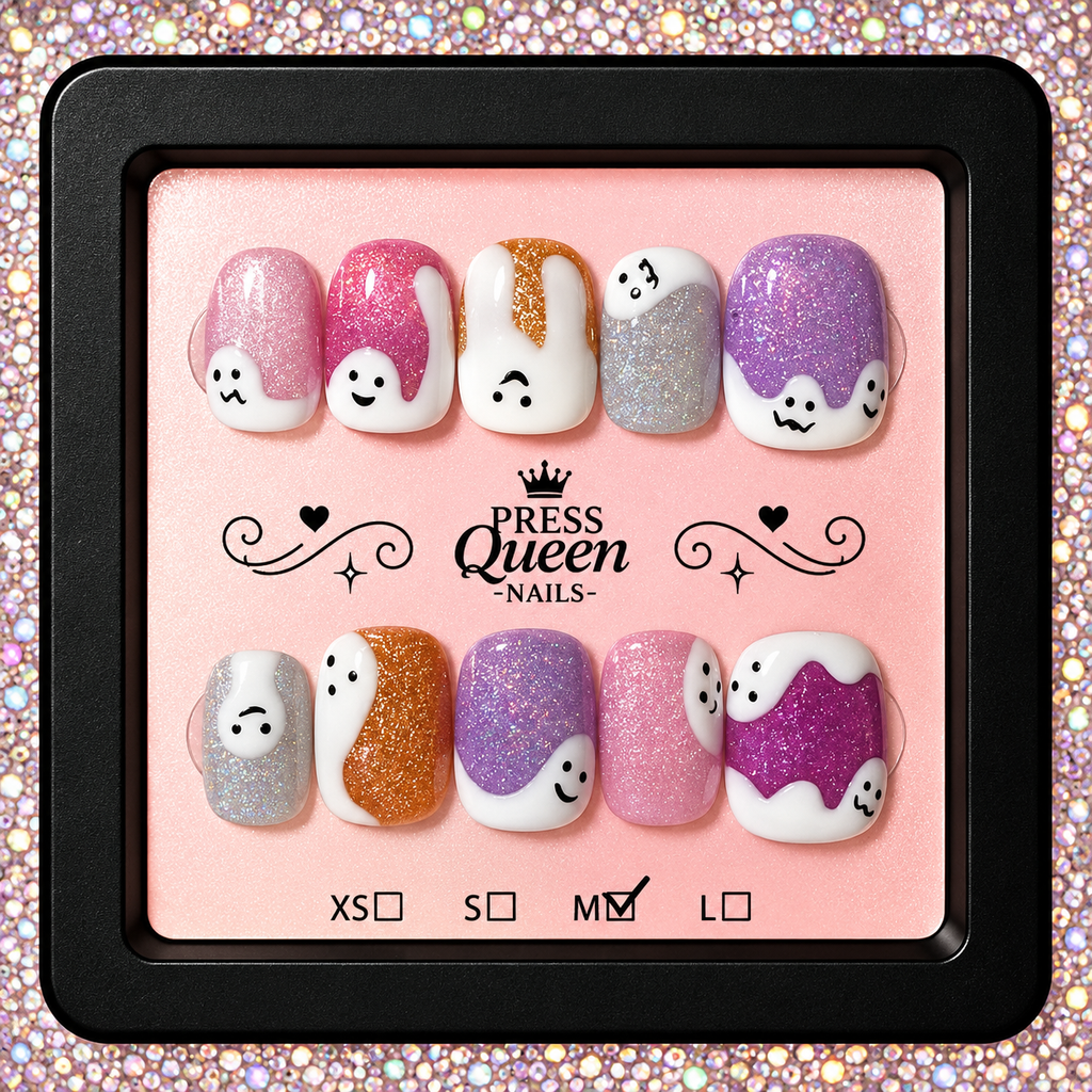 Boo-tiful Sparkle | Pastel Glitter Ghost Press-On Nails