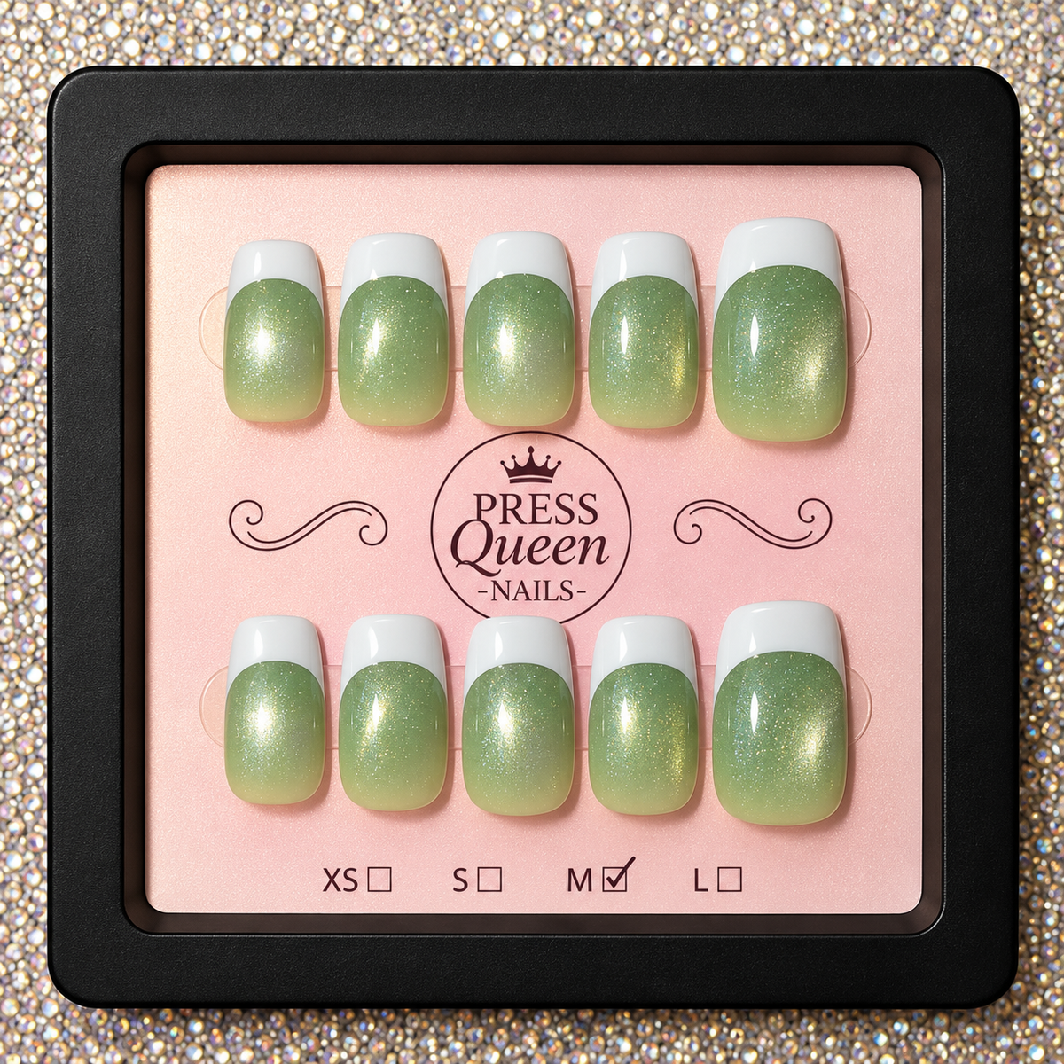Sage Glow | Shimmer French Press-On Nails