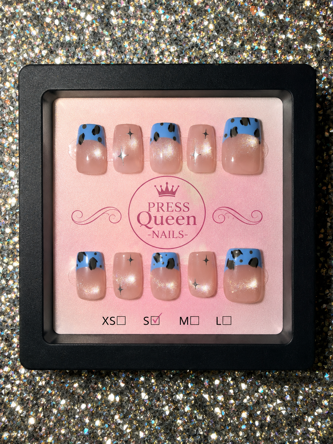 Blue Cheetah Glow | Shimmer Leopard Press-On Nails