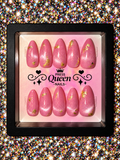 Pink Champagne | Pink & Gold Foil Press-On Nails