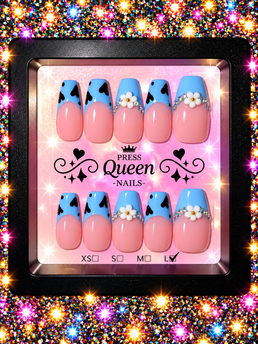 Pretty in Spades | Pink & Blue Floral Press-On Nails