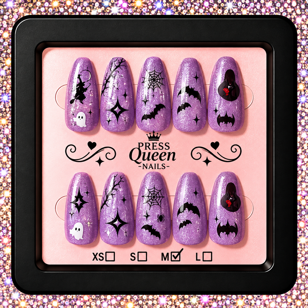 Midnight Coven | Purple Glitter Halloween Press-On Nails