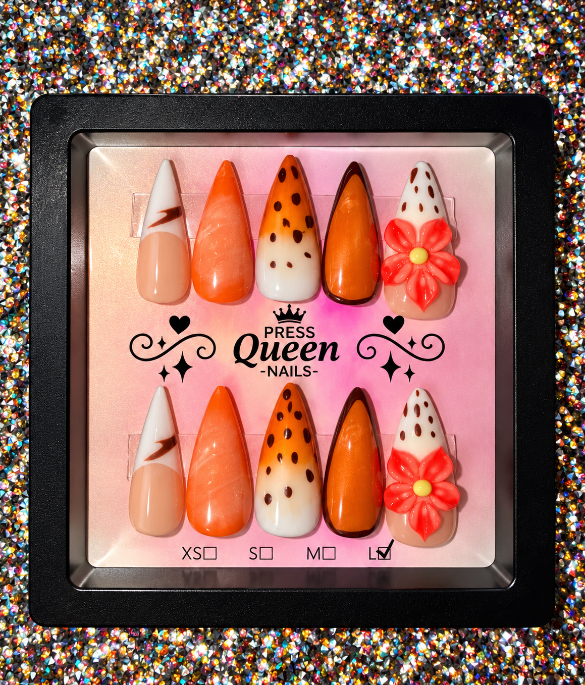 Autumn Bloom | Orange Floral 3D Press-On Nails