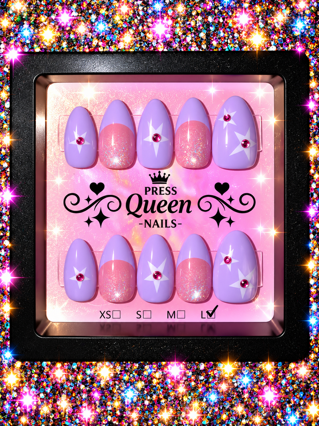 Twinkle Me Pink | Lavender & Pink Glitter Press-On Nails
