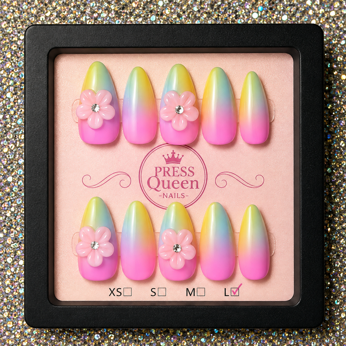 Cotton Candy Bloom | Pastel Ombre Floral Press-On Nails