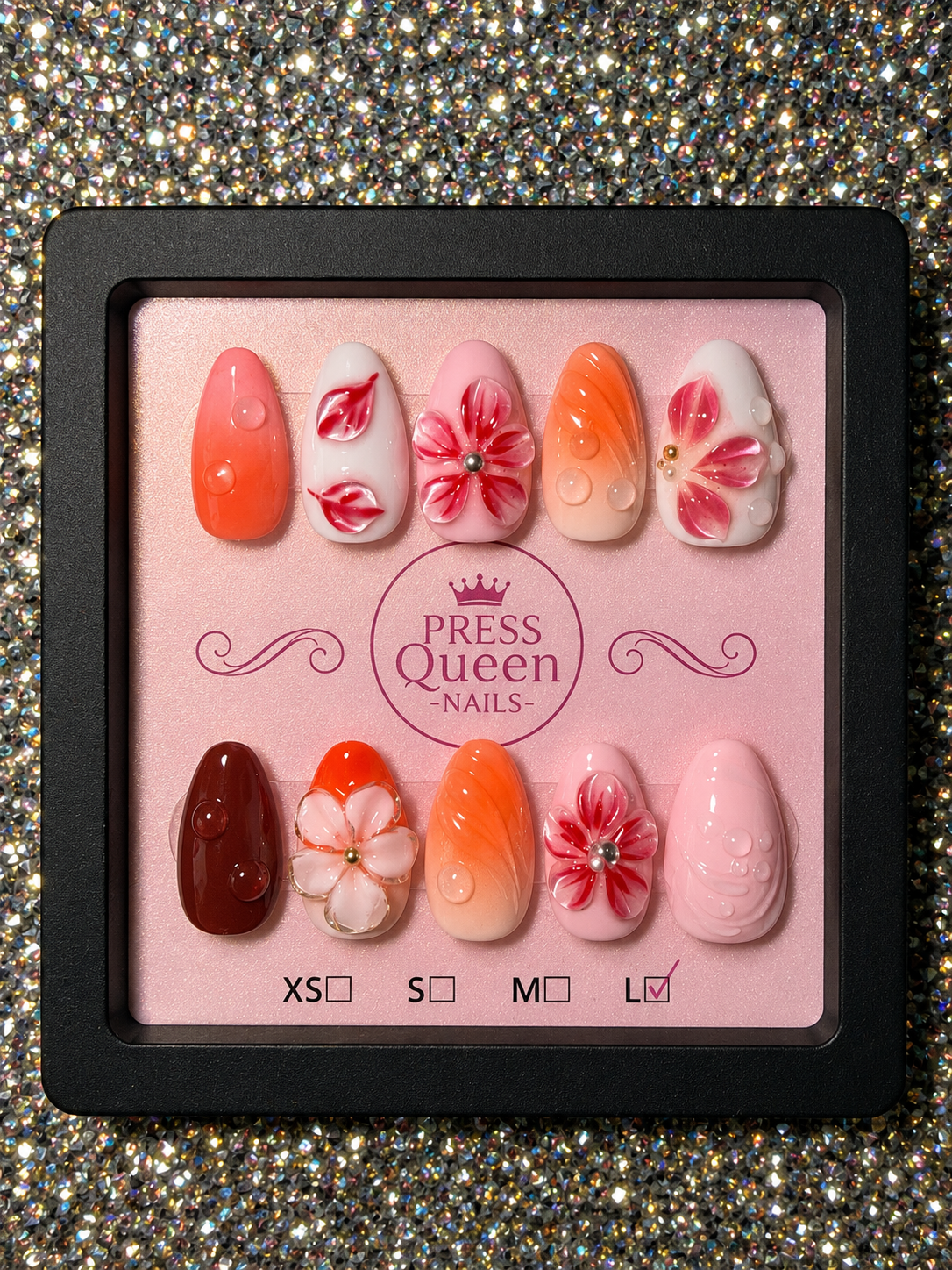 Sunset Petals | 3D Floral Press-On Nails