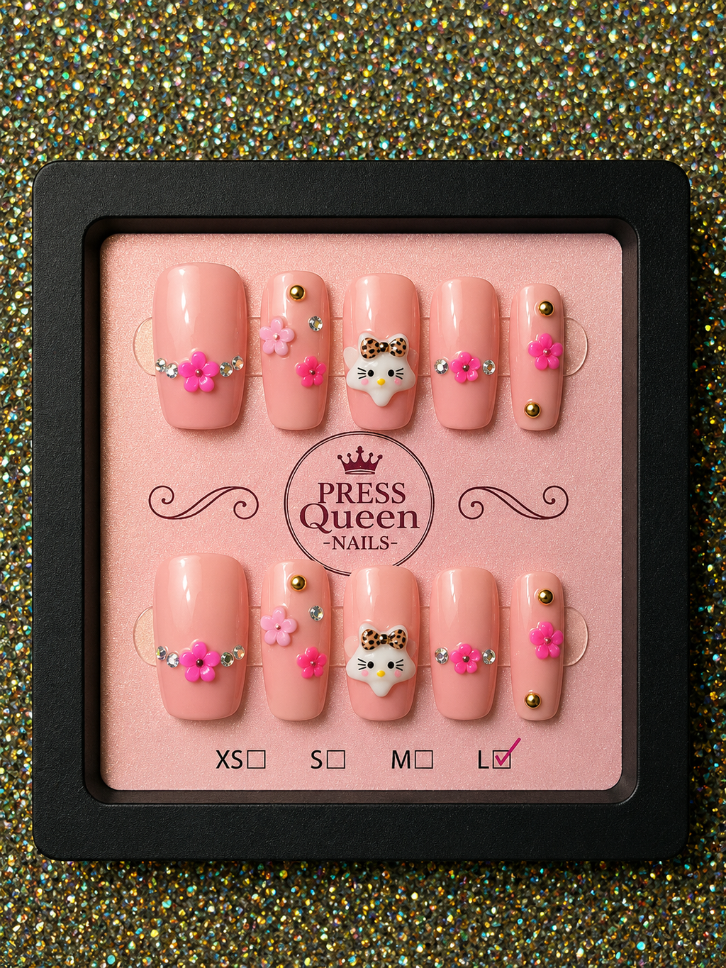 Kitty Couture | Pink 3D Floral Press-On Nails