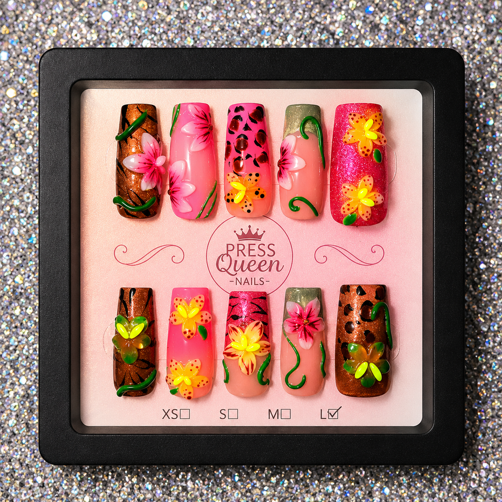 Tropical Queen | Floral & Animal Print Press-On Nails