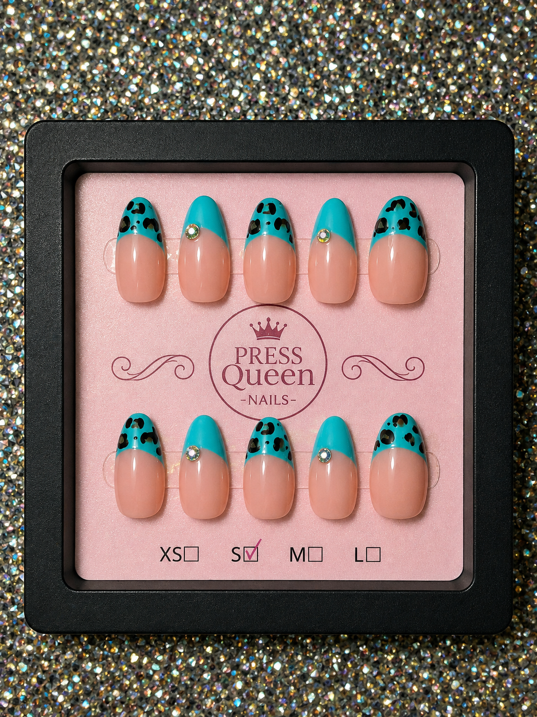 Teal Temptation | Leopard French Press-On Nails