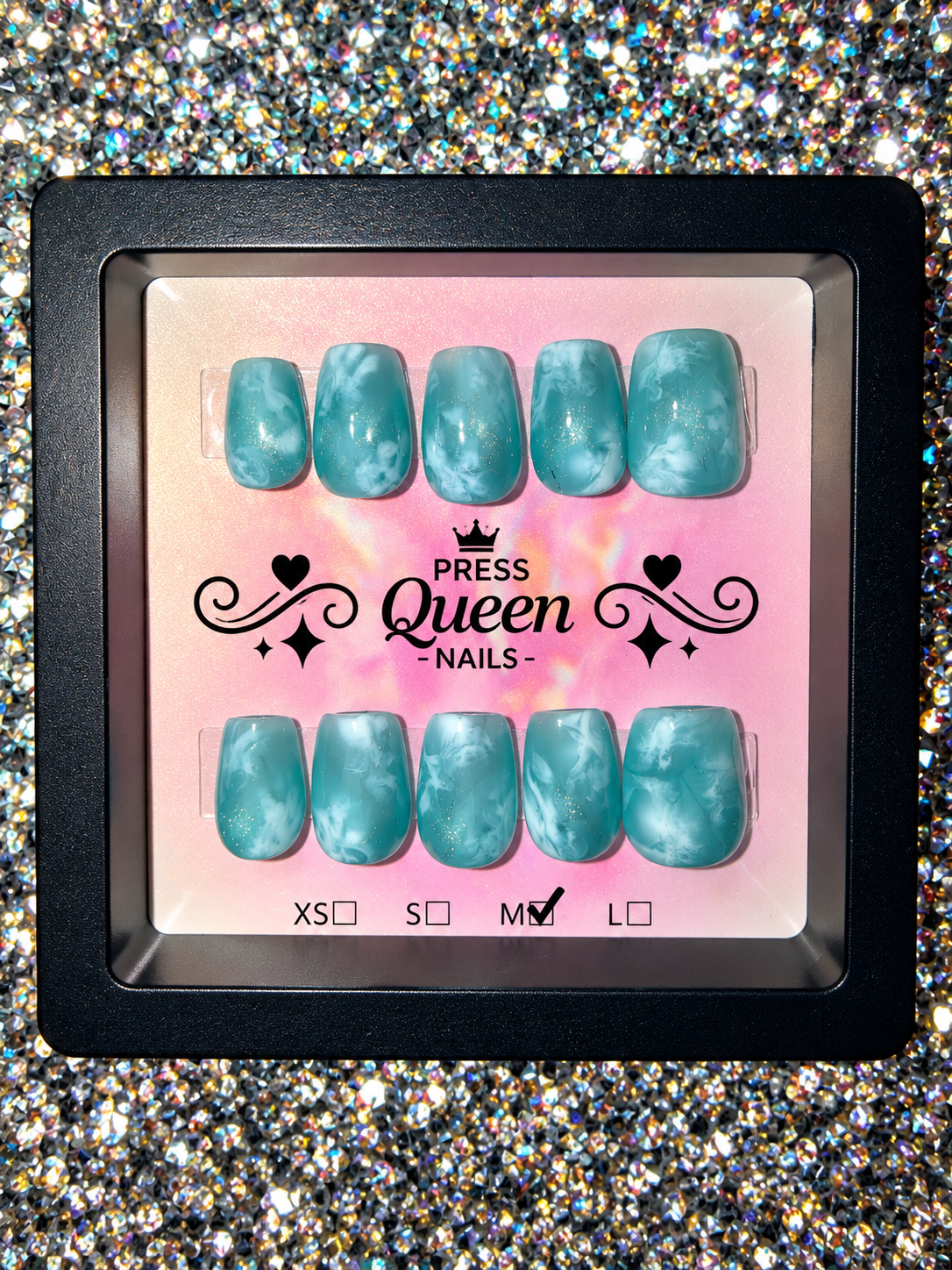 Ocean Mist | Aqua Marble Press-On Nails