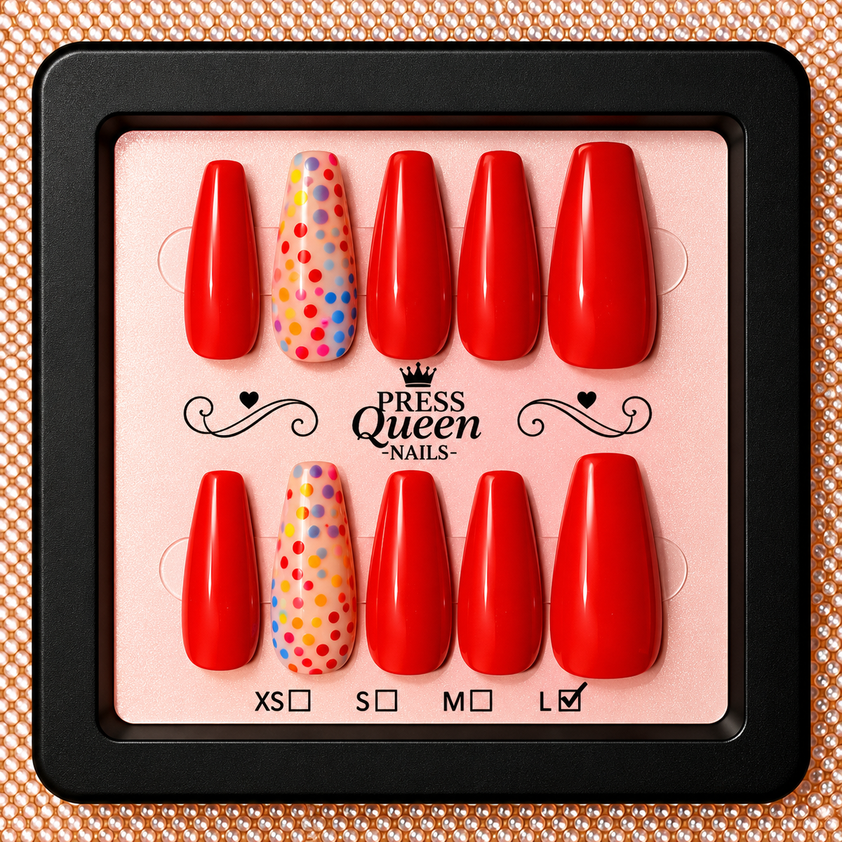 Confetti Queen | Red & Colorful Polka Dot Press-On Nails