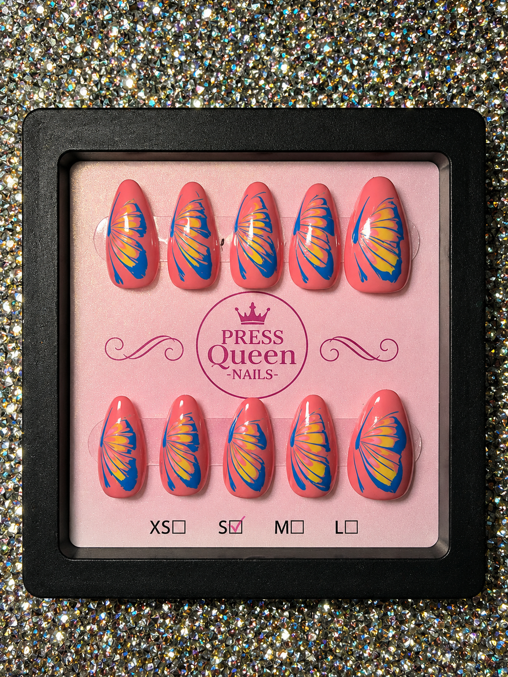 Butterfly Sunset | Coral Butterfly Press-On Nails