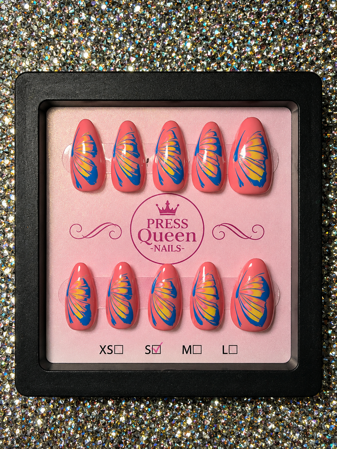 Butterfly Sunset | Coral Butterfly Press-On Nails