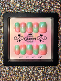 Watermelon Sugar | Pink & Mint Ombré Shimmer Press-On Nails